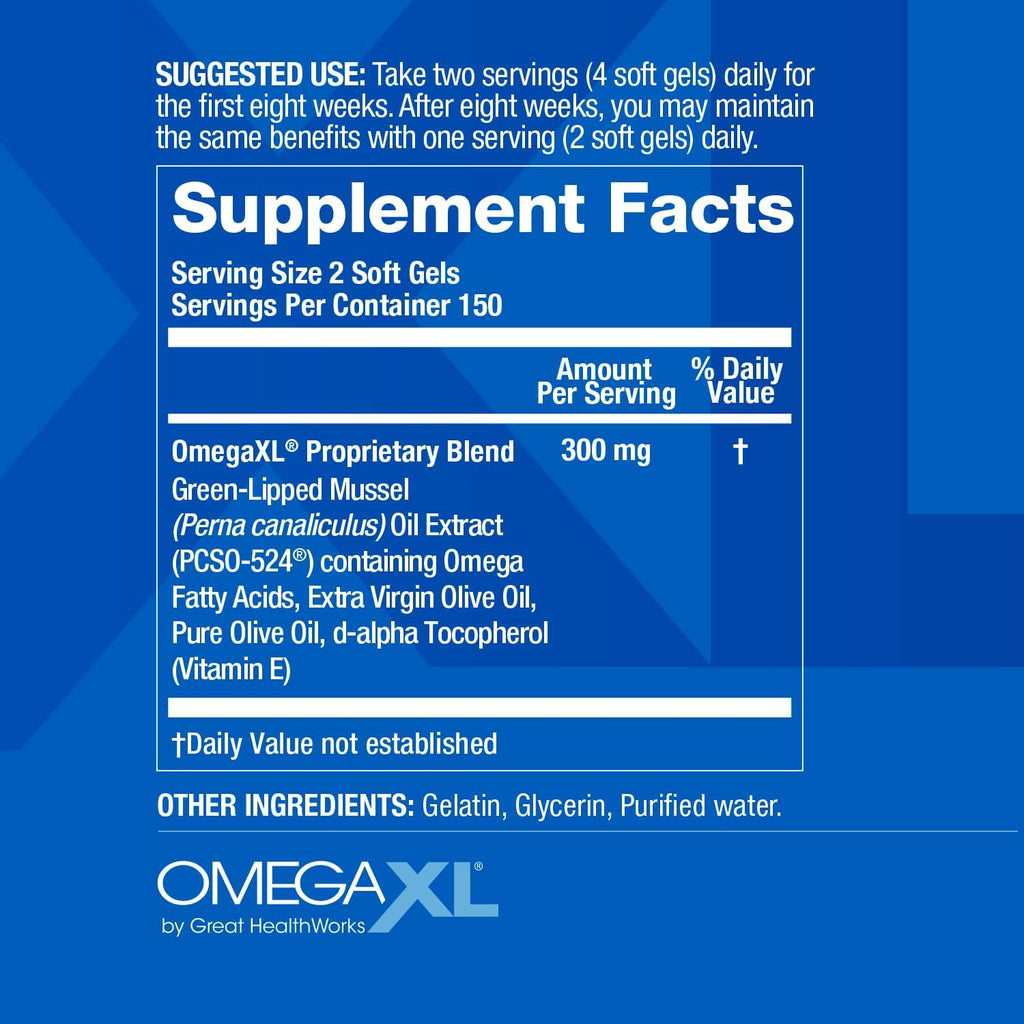 OmegaXL Joint Support | Green-Lipped Mussel Oil | 300 Soft Gels | 30% - 50% OFF