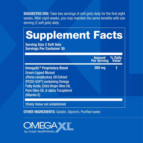 OmegaXL Joint Support | Green-Lipped Mussel Oil | 60 Soft Gels | 30% OFF
