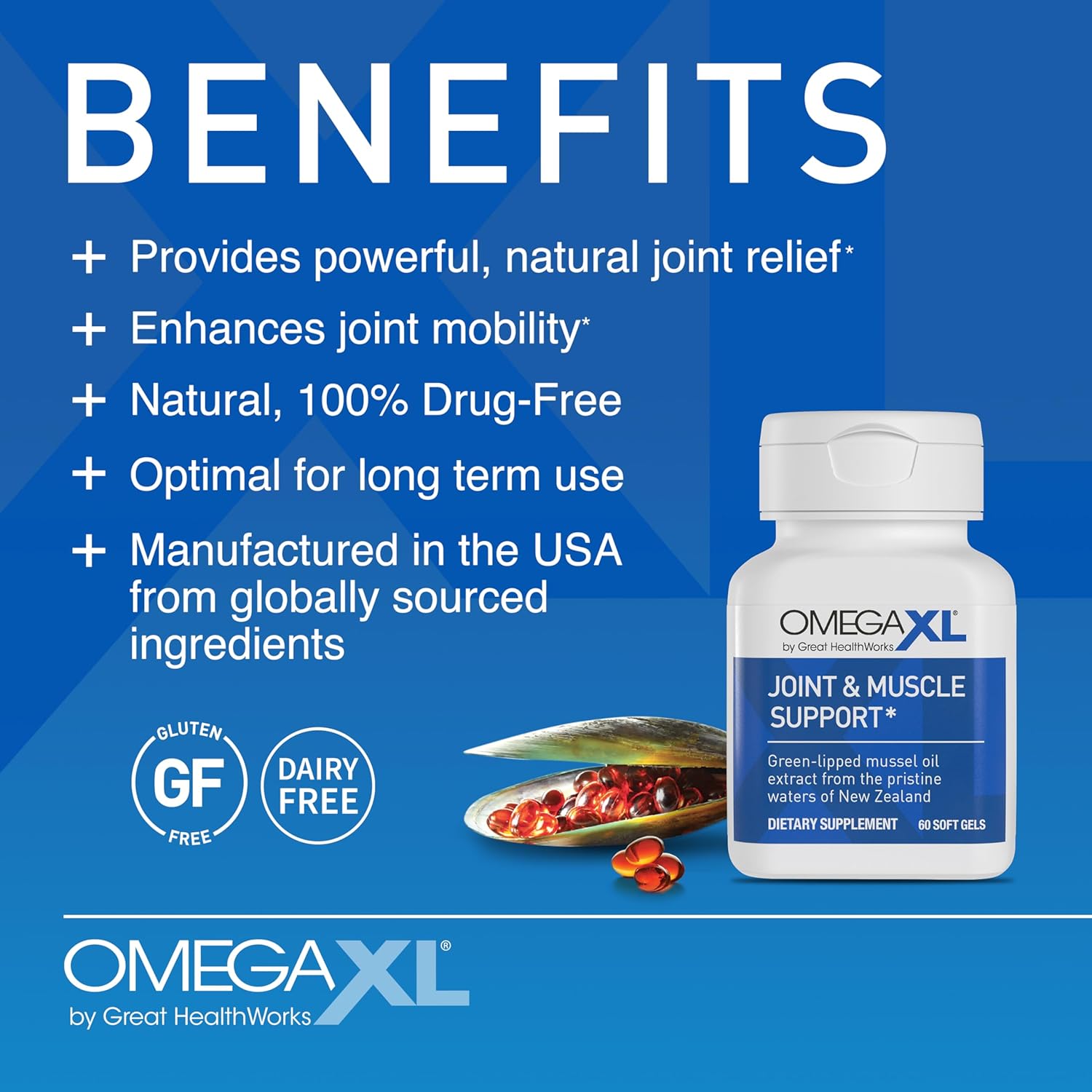 OmegaXL Joint Support | Green-Lipped Mussel Oil | 60 Soft Gels | 30% OFF