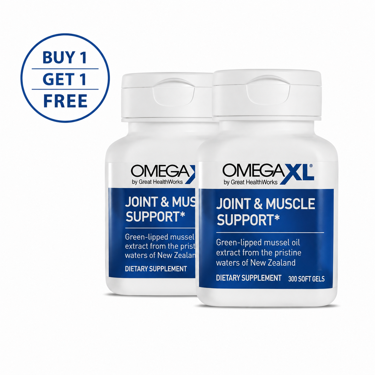 OmegaXL Joint Support | Green-Lipped Mussel Oil | 300 Soft Gels | BUY 1 GET 1 FREE